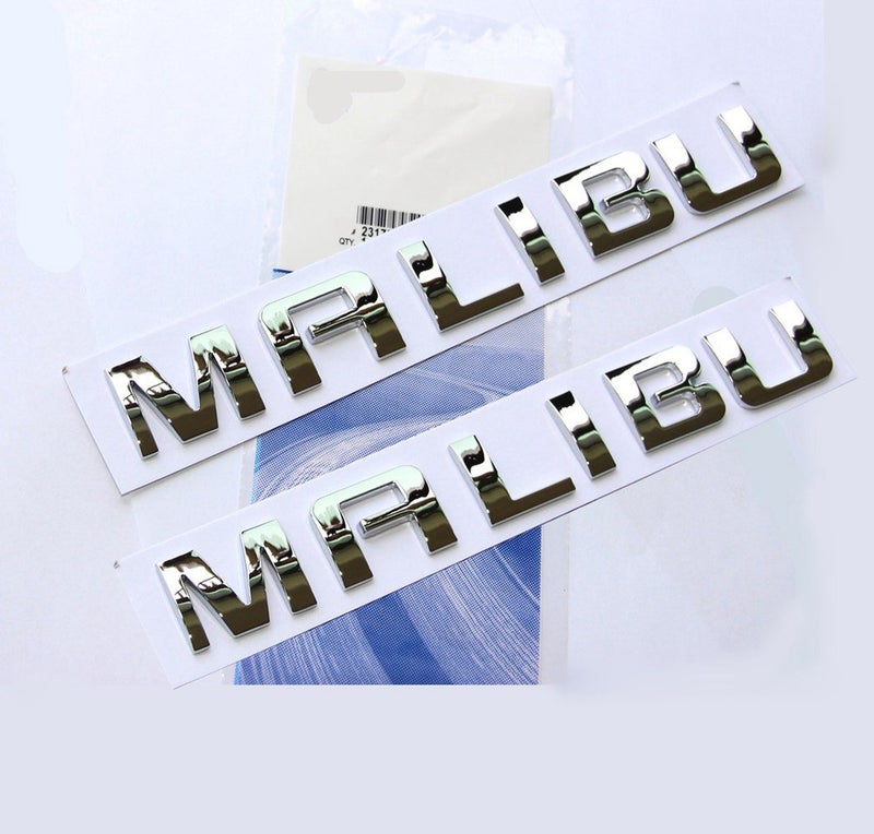 Yoaoo 2Pack OEM Chrome Malibu Nameplate Letter Emblem Badge Glossy Compatible with Malibu - Image 1